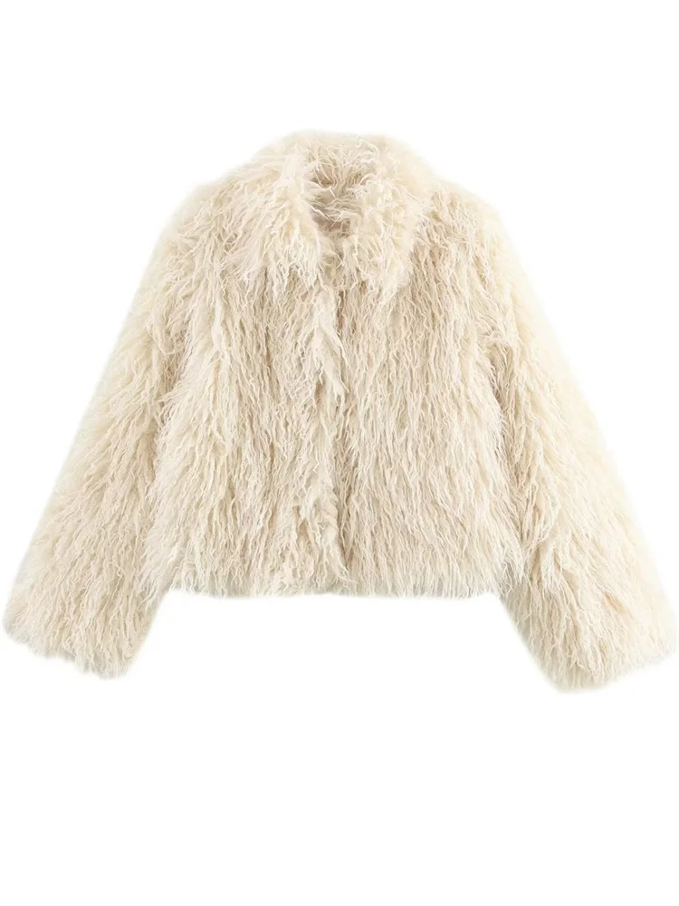 Tossy Female Winter Fur Feather Overcoat High Waist Loose Warm Long Sleeve Fashion Luxury Streetwear Ladies Faux Fur Outwear New