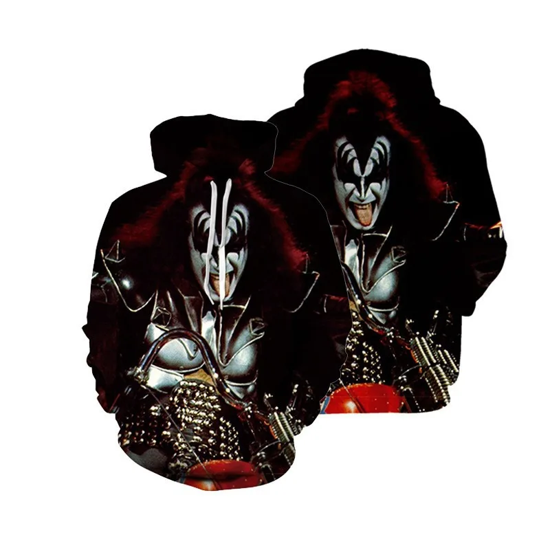 New KISS Rock Band 3D Print Hoodies Men Women Fashion Hip Hop Style Hooded Sweatshirts Oversized Streetwear Hoodie Kid Pullovers
