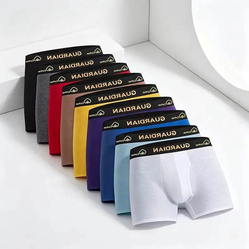 

Men's 10 Pieces Cotton Boxer Briefs Soft Breathable Comfortable Underwear Multi-color Daily Wear Male Underpants Boxers