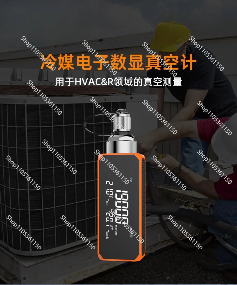 Mini Wireless Micron Meter 1 to 19,000 microns, Digital Vacuum Gauge for HVAC and Automotive 1/4