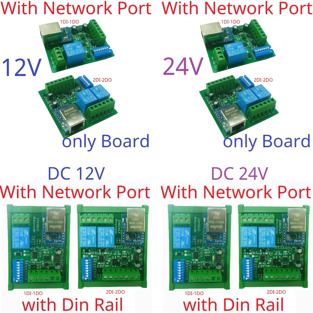 Ethernet to RS485 Serial Serve LAN RJ45 Modbus MQTT TCP UDP PLC IO Expanding Board DC 12V/24V Multifunction Network Relay