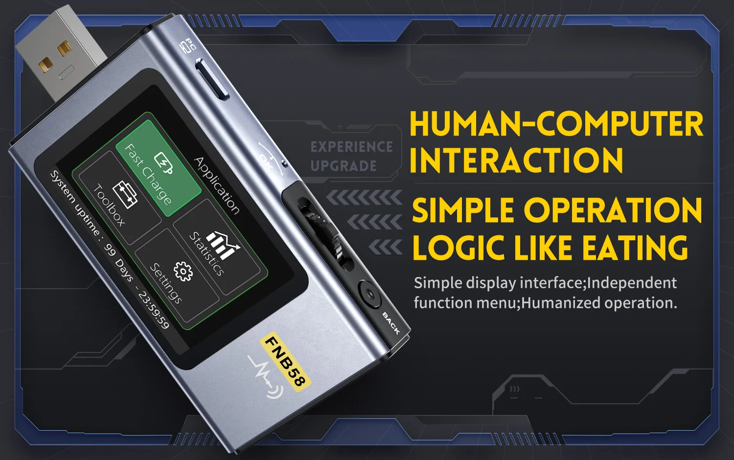 FNIRSI-FNB58 Usb Tester Voltmeter Ampèremeter TYPE-C Snelle Oplaaddetectie Trigger Capaciteit Meting Rimpelmeting