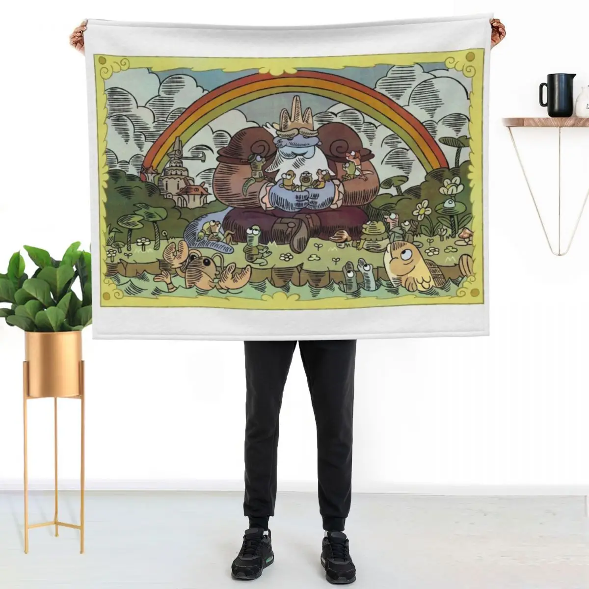 King Andrias Mural Throw Blanket Decorative Beds Vintage Blankets For Bed Summer Retros Travel Blankets