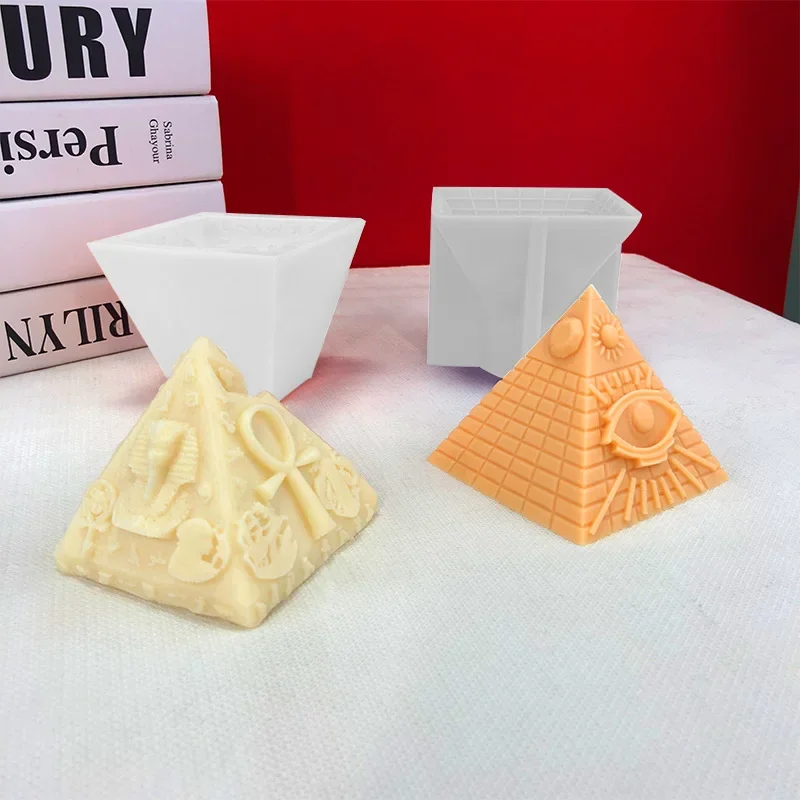 3D Egyptian Pyramid Silicone Candle Molds Handmade Pyramid Crafts Resin Gypsum Concrete Mud Mold Home Decoration Festival Gift