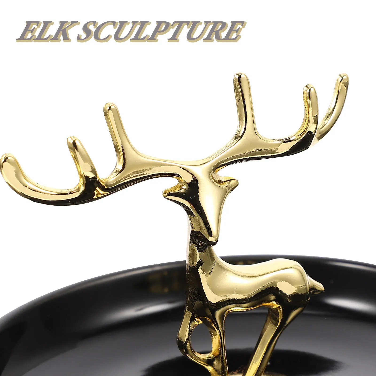 

Ceramic Elk Decor Jewelry Tray Desktop Ornament Ring Holder Earrings Storage Tray Home Decoration Desktop Elk Adornment
