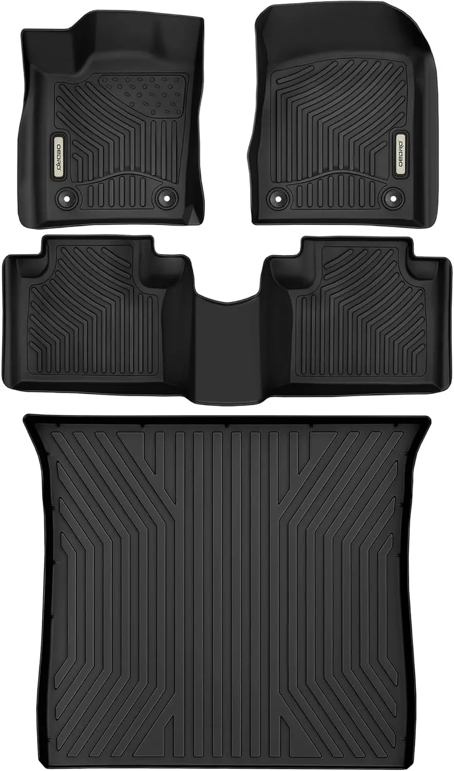 

Floor Mats Set for 2016-2021 Jeep Grand Cherokee / 2022 Jeep Grand Cherokee WK, Custom Fit Black TPE All Weather Front & Rear