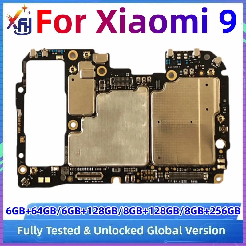 Motherboard for Xiaomi Mi 9, Unlocked Mobile Main Circuits Board, Mainboard with Full Chips, 64GB, 128GB ROM