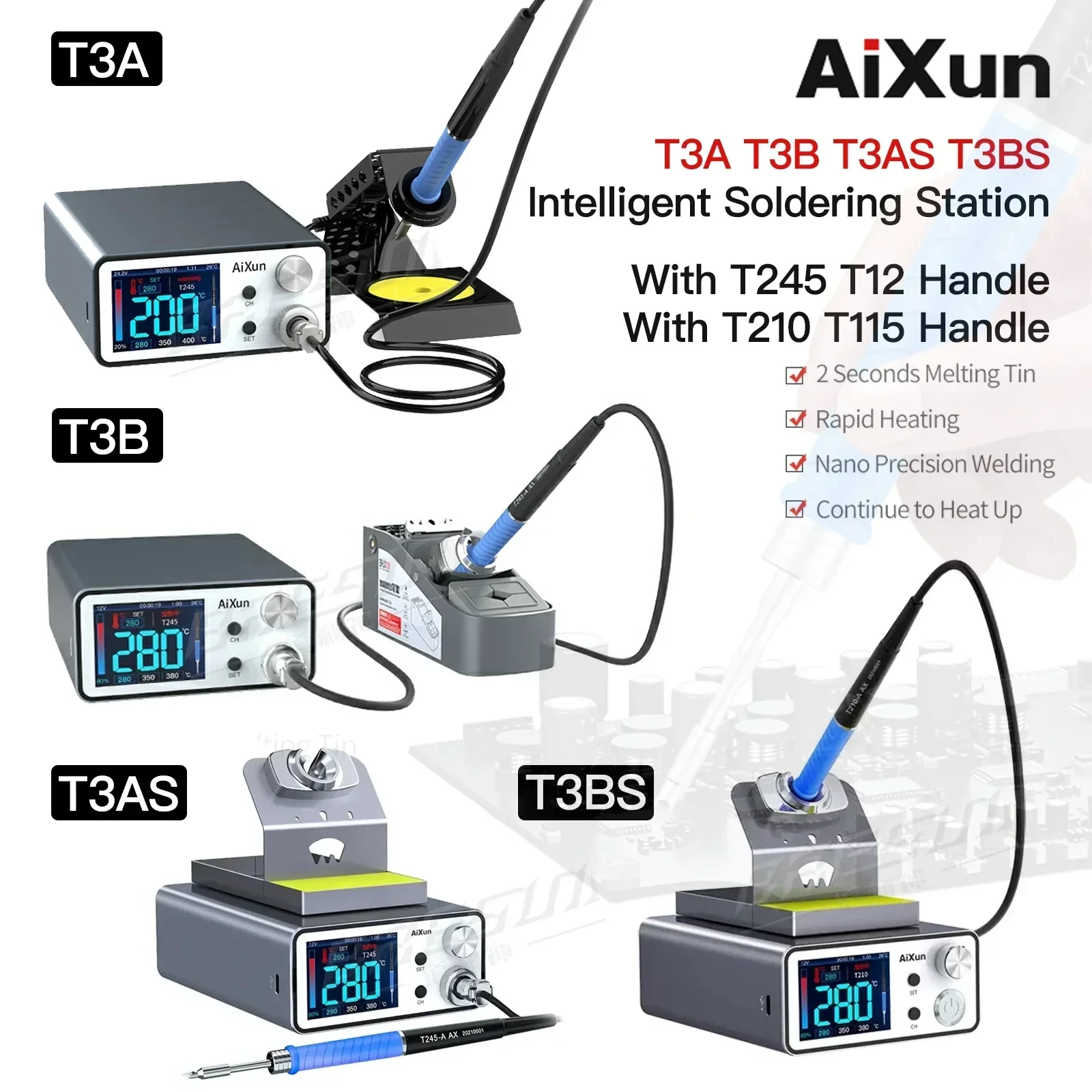 Imagem -02 - Aixun T3a T3b Estação de Solda Inteligente Estação de Retrabalho de Soldagem T115 T210 T245 T3as T3bs para Pcb Smd Reparo Bga rr