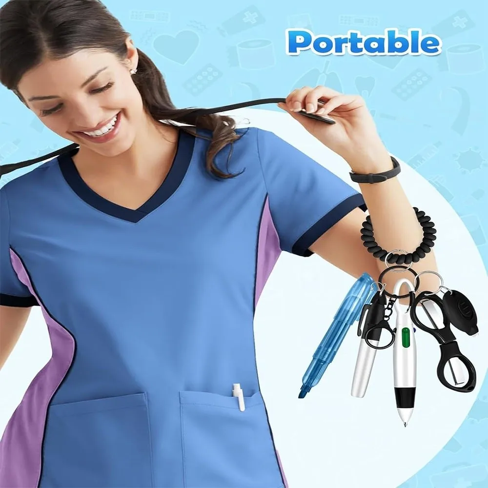 New Portable Nurse Pen Pack Lanyard Keychain Retractable Nurse Badge Set ID Badge Reels Durable Nurse Badge Clip Accessory Gift