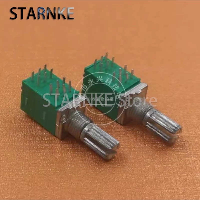 2PCS 097 Type RK097NS Amplifier Audio Volume Sealed Potentiometer B10K B103 4 Link Horizontal 12 Pin Flower Shaft Length 15MM