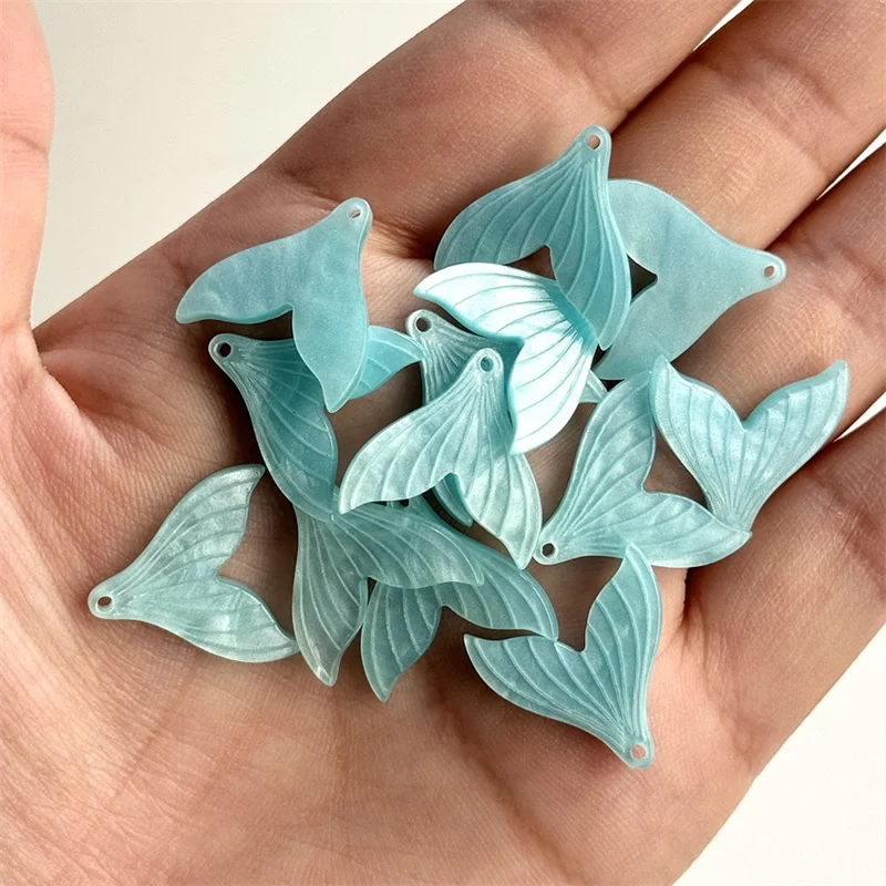 Free shipping 90pcs/lot color print cartoon fish tails shape acrylic beads diy jewelry garment hair accessory