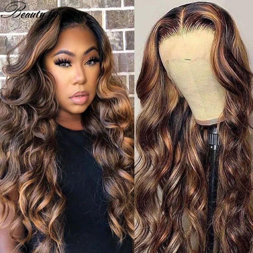 Highlight Loose Wave Lace Front Human Hair Wigs For Women 150% Density HD Lace Frontal Wigs 13x4 Brazilian Hair Natural Hairline