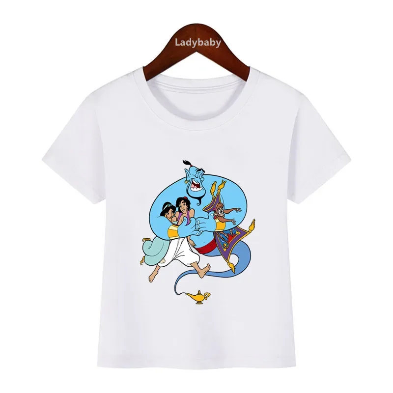 

Disney Aladdin Jasmine Princess Graphic Kids T-shirt Cute Girls Clothes Boys Cartoon T shirt Summer Children's clothing,HKP5845