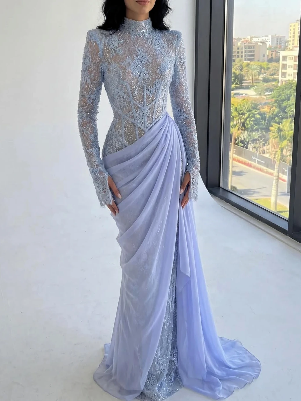 light purple formal dress Luuvis Women Corset Prom Gorgeous A Line Sweetheart Dress with Ruffles Adora Design Style Open-Back Long Purple A-LIne Prom