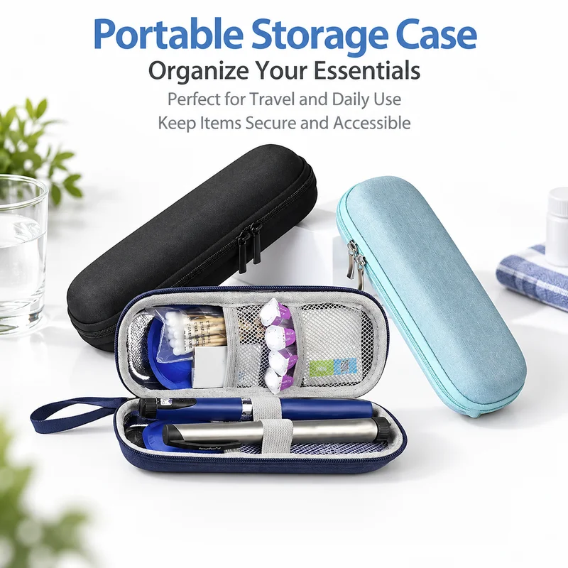 EVA/Plastic Insulin Storage Case—A Travel Case Suitable for Insulin Pens, Syringes, and Diabetes Supplies
