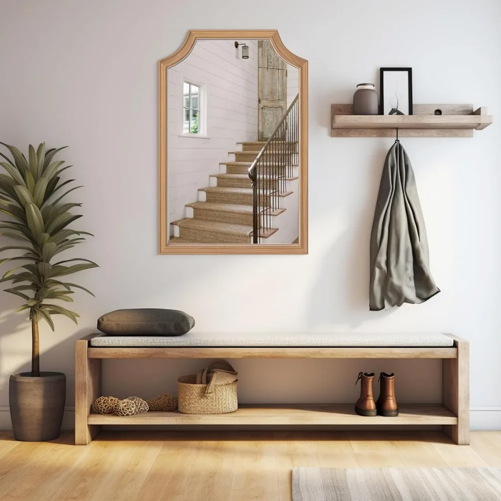 Miroir encadré en bois à bord festonné, design rectangulaire 20 x 30 pouces, idéal pour une petite vanité de salle de bain, un couloir, une chambre à coucher, un salon D