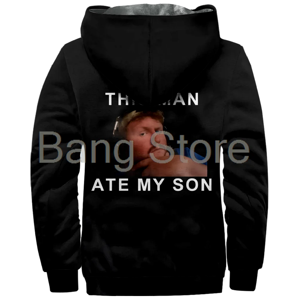 Caseoh This Man Ate My Son Chaqueta con cremallera Parka de invierno gruesa de manga larga unisex Abrigo streetwear con estampado 3D