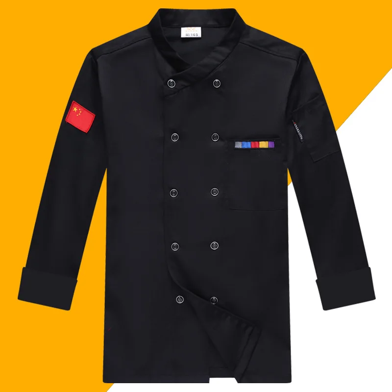 Chef's work clothes, men's long sleeved autumn and winter clothes, kitchen clothes, restaurant, hotel chef's clothes, short
