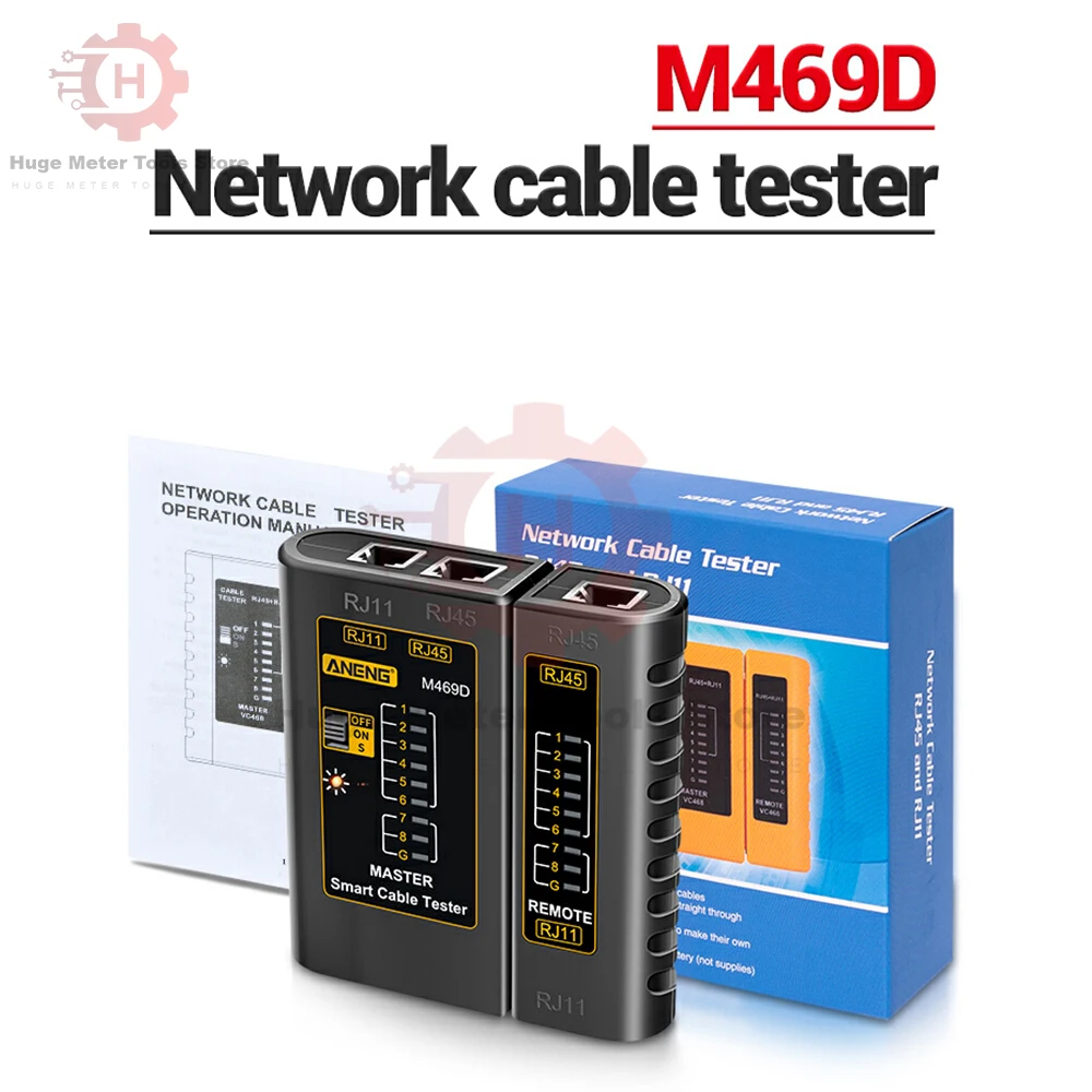 

M469D Network Cable Tester RJ45 RJ11 Cable lan tester RJ12 CAT5 UTP LAN Cable Tester Networking Tool Network Repair Test