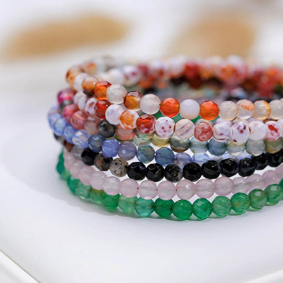 4 MM Green Agate  Bracelet With Heart Design  Jewelry for Women Rose Quartz Bts Handmade Cheap Items With  Gift Bangle