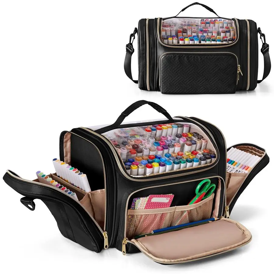 

Сумка-органайзер для маркеров 180300, большая сумка для хранения маркеров с отстегивающимся разделителем для взрослых, дорожный футляр для маркеров.