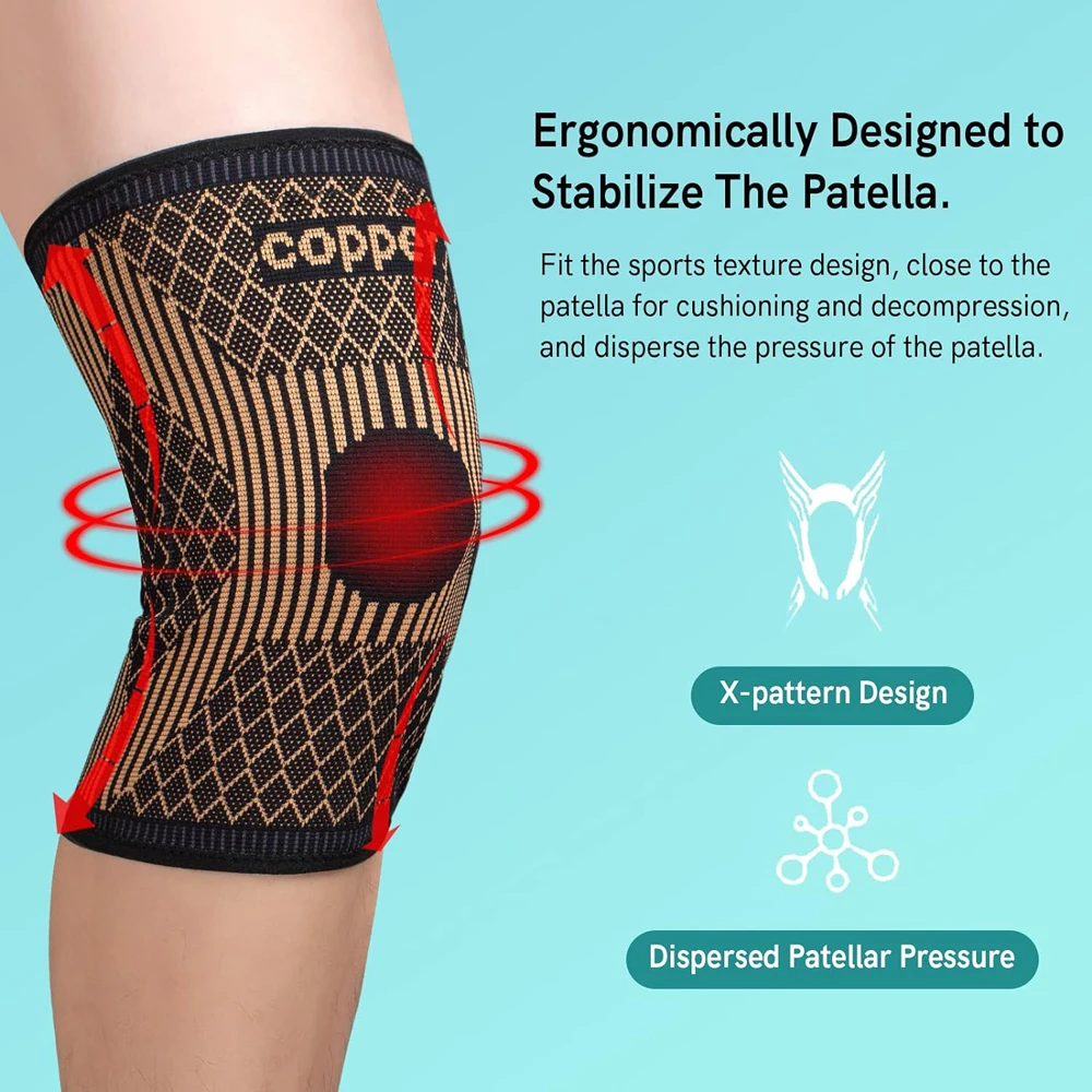 Copper Knee Brace for Arthritis Pain & Support - Copper Knee Sleeve for Knee Pain Compression Sleeve for Sports, Knee Pain Relie