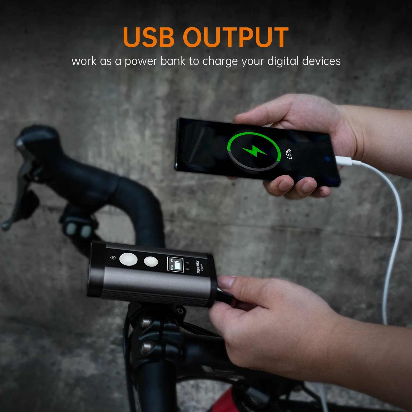 RAVEMEN PR2400 Bike Light Headlight OLED Runtime Display Bicycle Front Lamp Headlight Rechargeable 8000mAH Wireless Anti-glare - Image 4