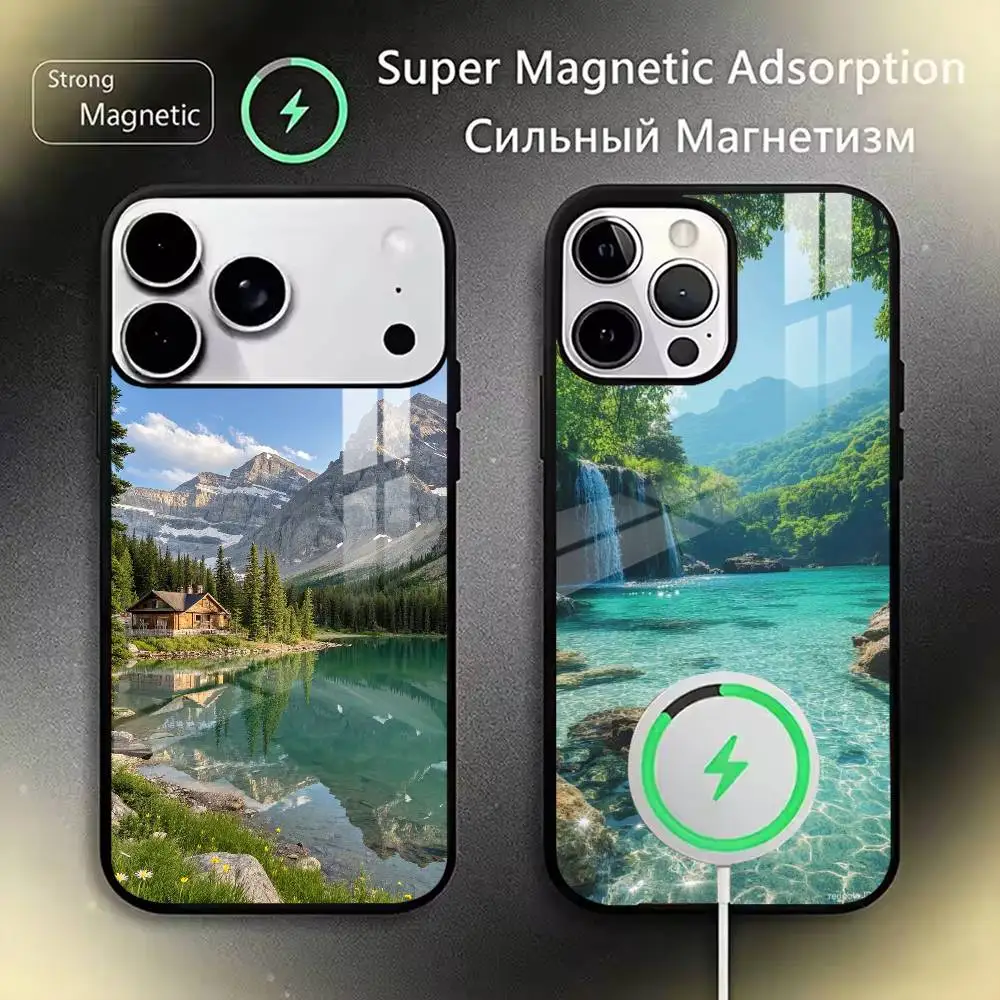 

Aesthetic Scenery Landscape Phone Case For iPhone17,16,15,14,13,12,11 Plus,Pro Magnetic For Magsafe Wireless Charging