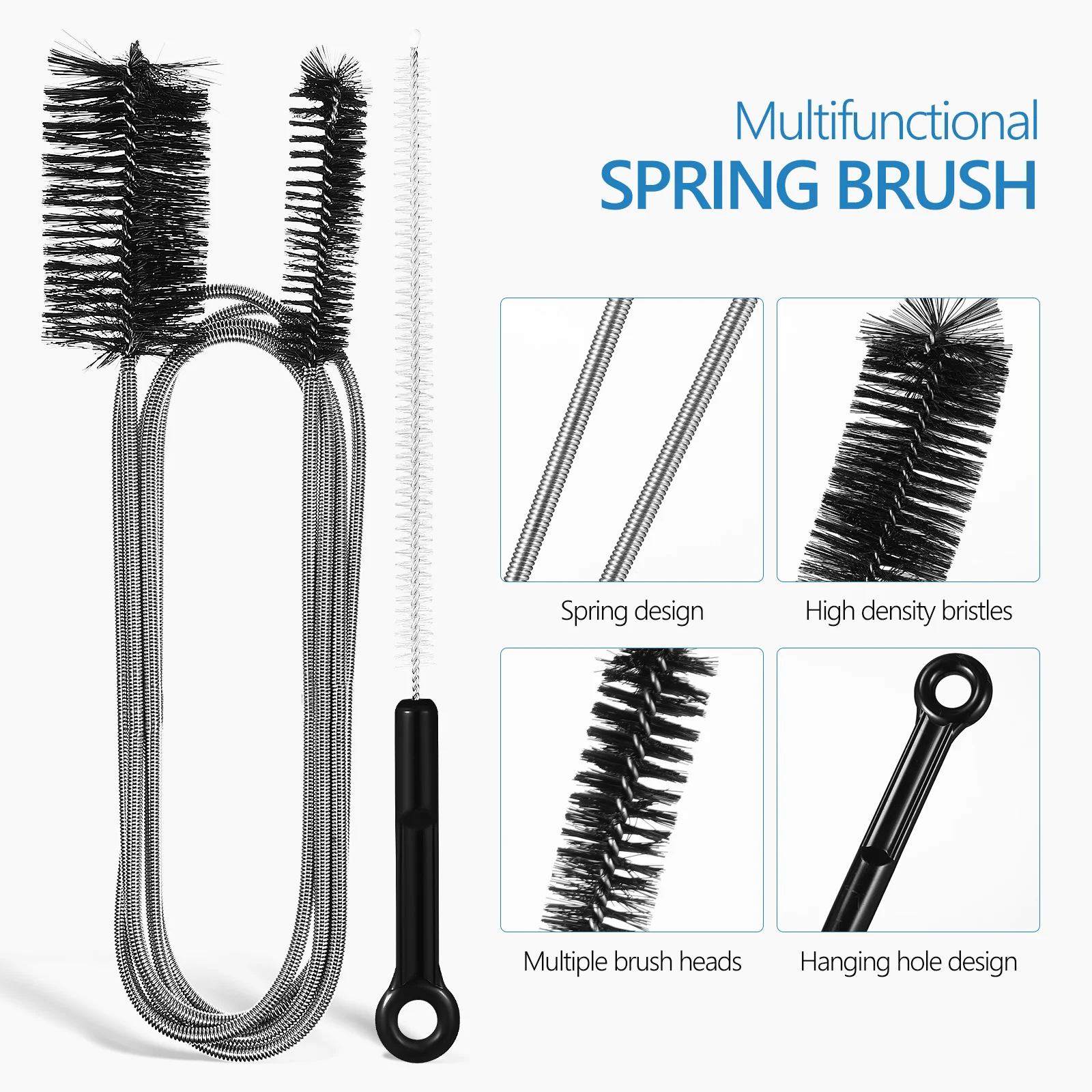 Drain Clean Brush Tube Cleaning Pipe Cleaner For Sink Straw Double Head Unclog Maintenance Tool Plumbing Nylon Stainless Steel