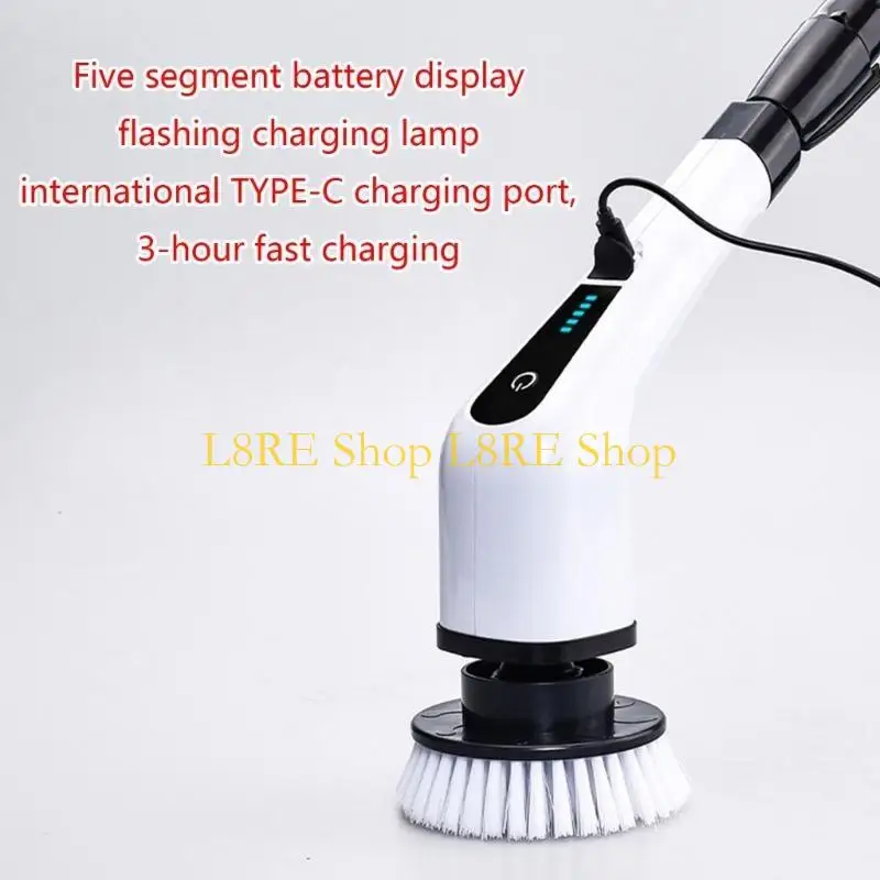 L8RE Electric Spin Cleaner Kitchen Bathroom Sink Cleaning Gadget Bathtub Tile Brush Wireless Electric Cleaning Brush