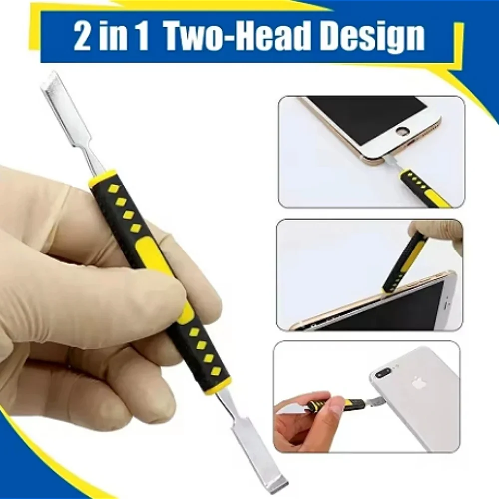 Multi Shape Double Head Metal Pry Spudger Scraper Set Non-slip Grip For Mobile PC Screen Disassembly IC Glue Cleaning Repair