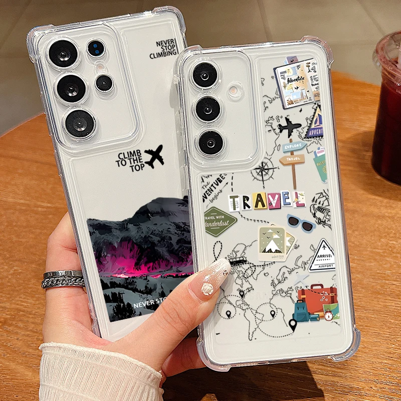 World Travel Map Phone Case For Samsung Galaxy S25 S23 S24 S22 Ultra Plus Shockproof Soft Cover For Galaxy S24+ S23+ S25+ Shell