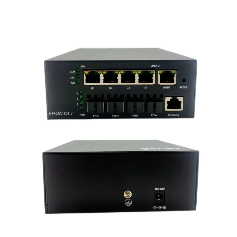 HIOSO MINI OLT EPon olt 4Ports 1:64 FTTH Fiber optic equipment  DC12V WEB SNMP CLI 256 Users 4 1000M  Rj45 compatible HUWEI ZTE - view 4