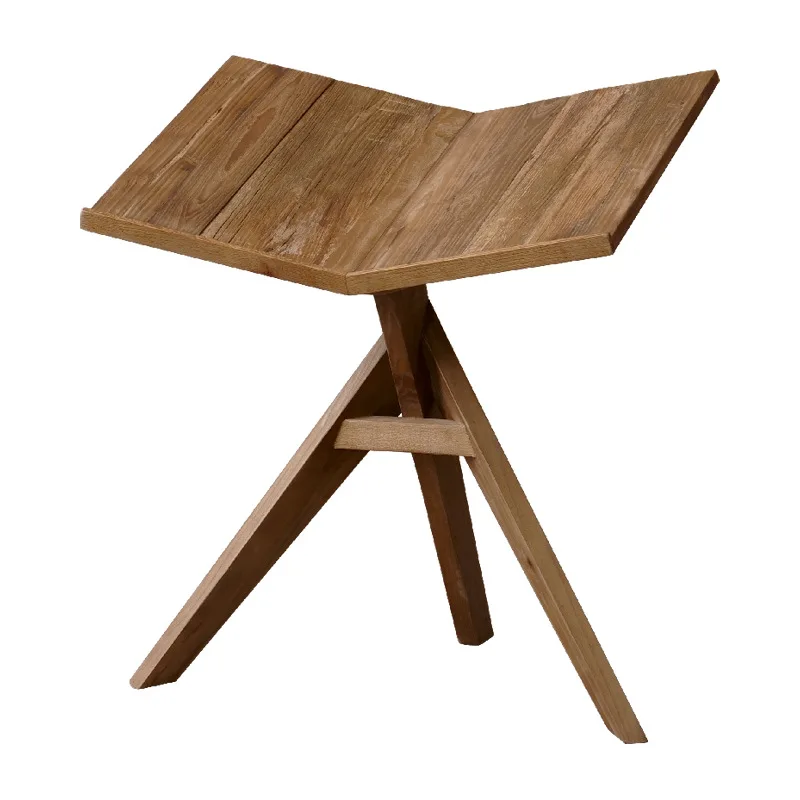 Retro old wood reading table, newspaper rack, wabi-sabi wind B & B ancient wood reading rack