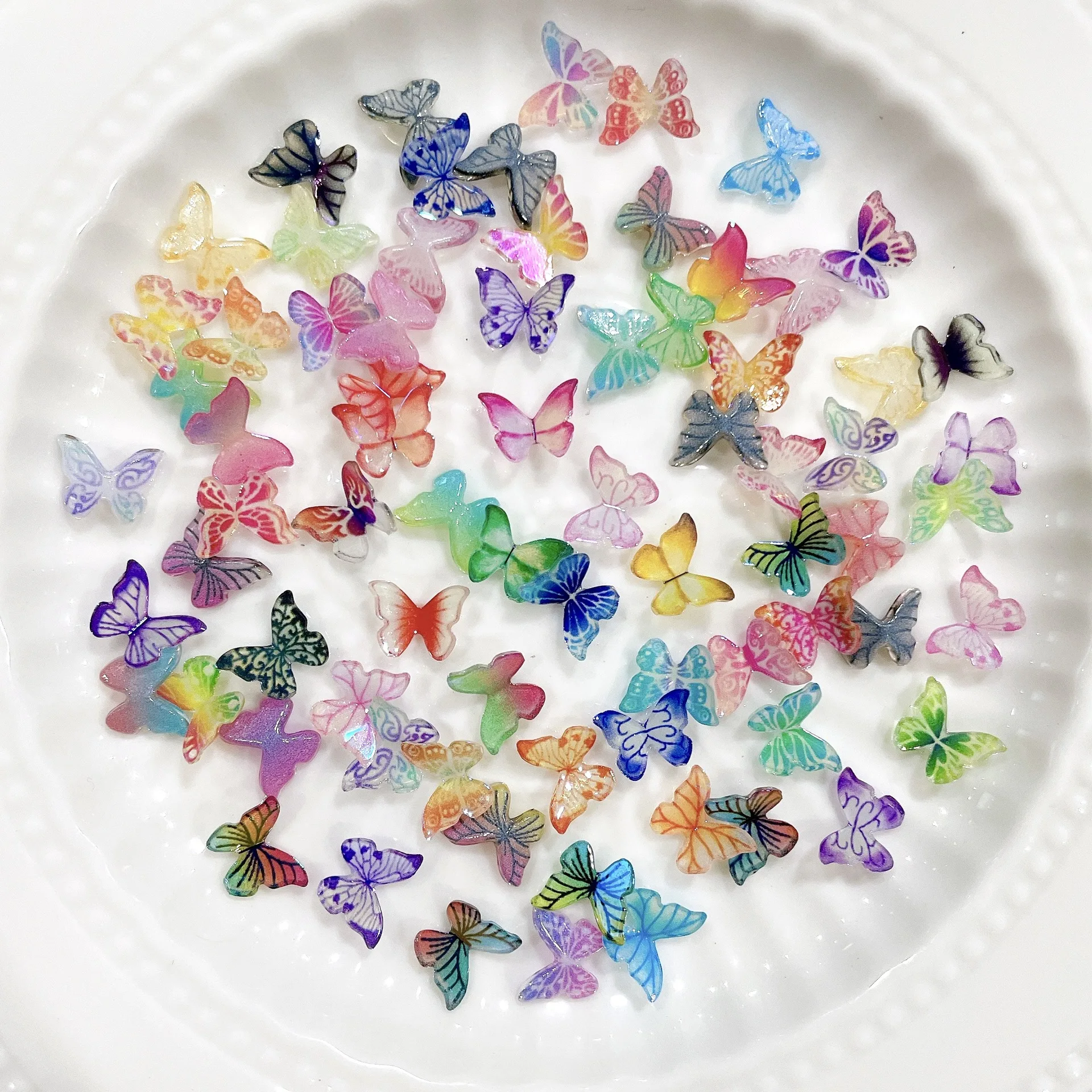 

20Pcs 3D Cute Resin Butterfly Nail Art Accessory Glitter Butterfly Design Nail Charms Mix Color Rhinestone Nails Art Decoration