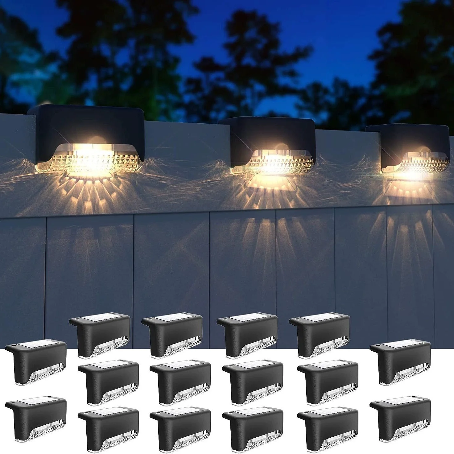 

Solar Deck Lights 1/4 PacK Outdoor Step Lights Waterproof Led Solar Lamp For Stairs Railing Step Fence Yard Patio and Pathway