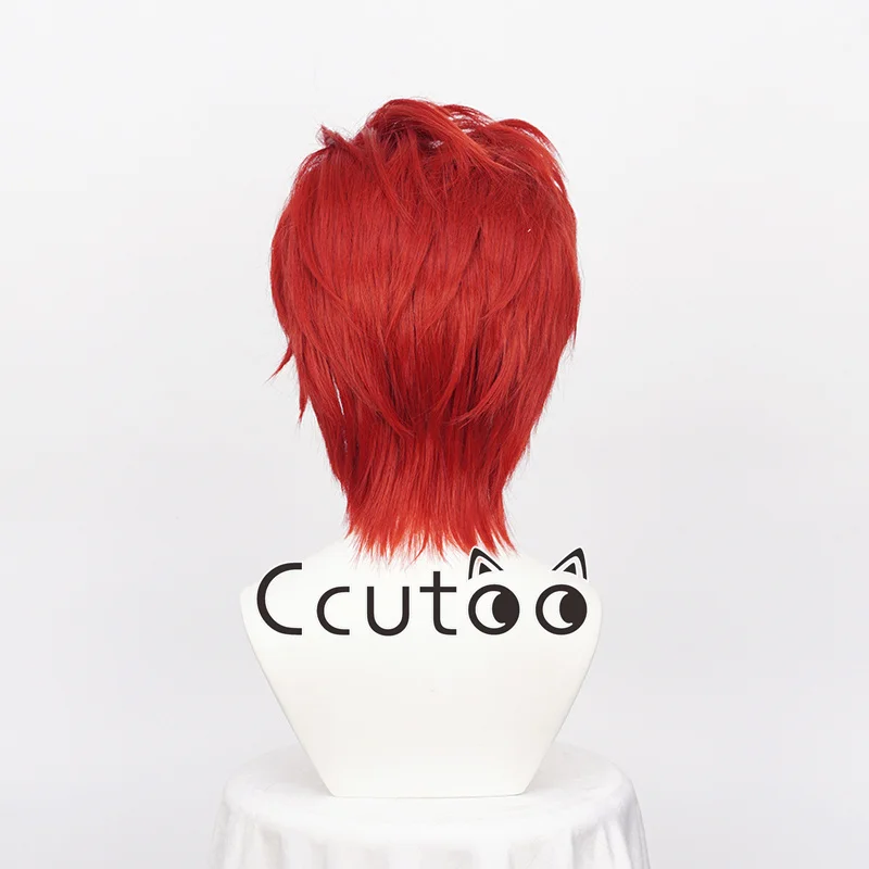 Ccutoo Akagami No Shankusu Wigs จากอะนิเมะ ONEPIECE สีแดงสั้น Fluffy วิกผมสังเคราะห์คอสเพลย์ต้านทานความร้อนผมผู้ชาย Party