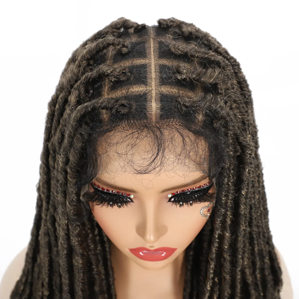 女性用フルレース合成ウィッグ ロングドレッドヘアウィッグ ベビーヘア付き カラーT4/27 ノットレスレースウィッグ 黒人女性用 デイリーユース