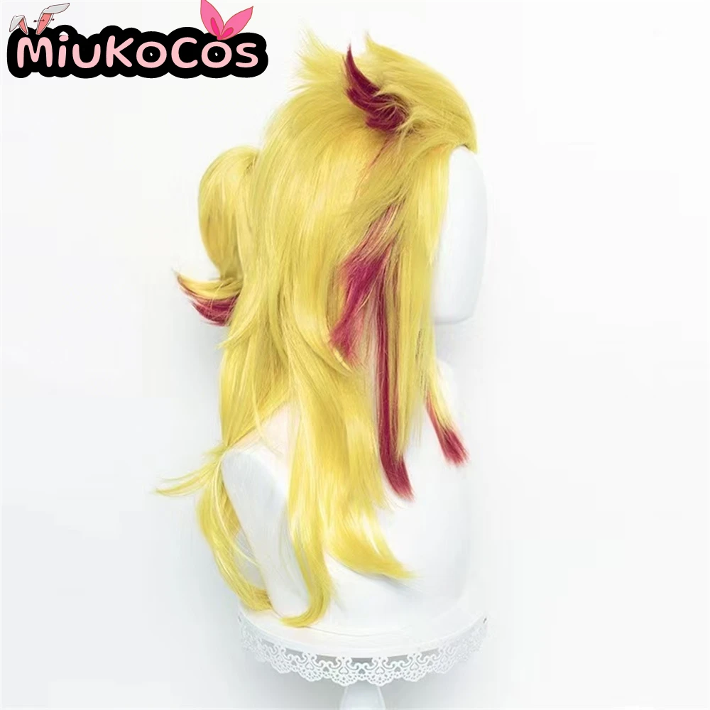 متوفر في المخزون كيوجورو رينجوكو شعر مستعار تأثيري MiukoCosplay أنيمي شيطان القاتل تأثيري