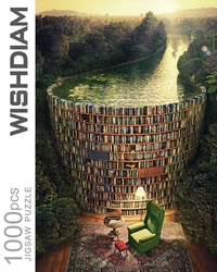 WISHDIAM Jigsaw Puzzles 1000 PCS for Adults:Bookshelf Canal ,Educational Fun Game Intellectual Decompressing Interesting Puzzle