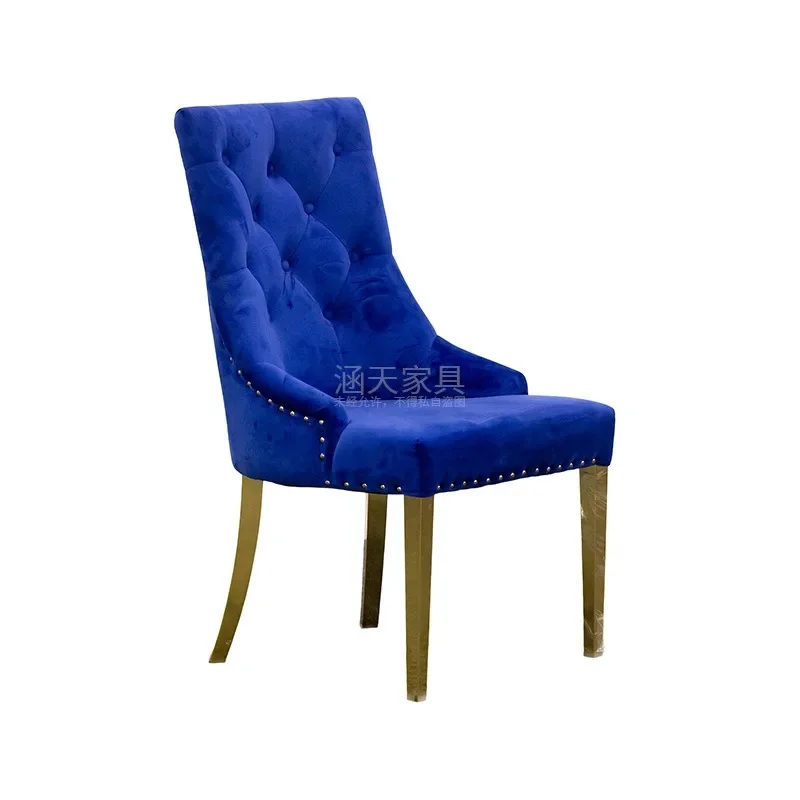 Blue fine velvet sponge wrapped stainless steel dining chair, high-end office meeting  clubhouse hotel chair