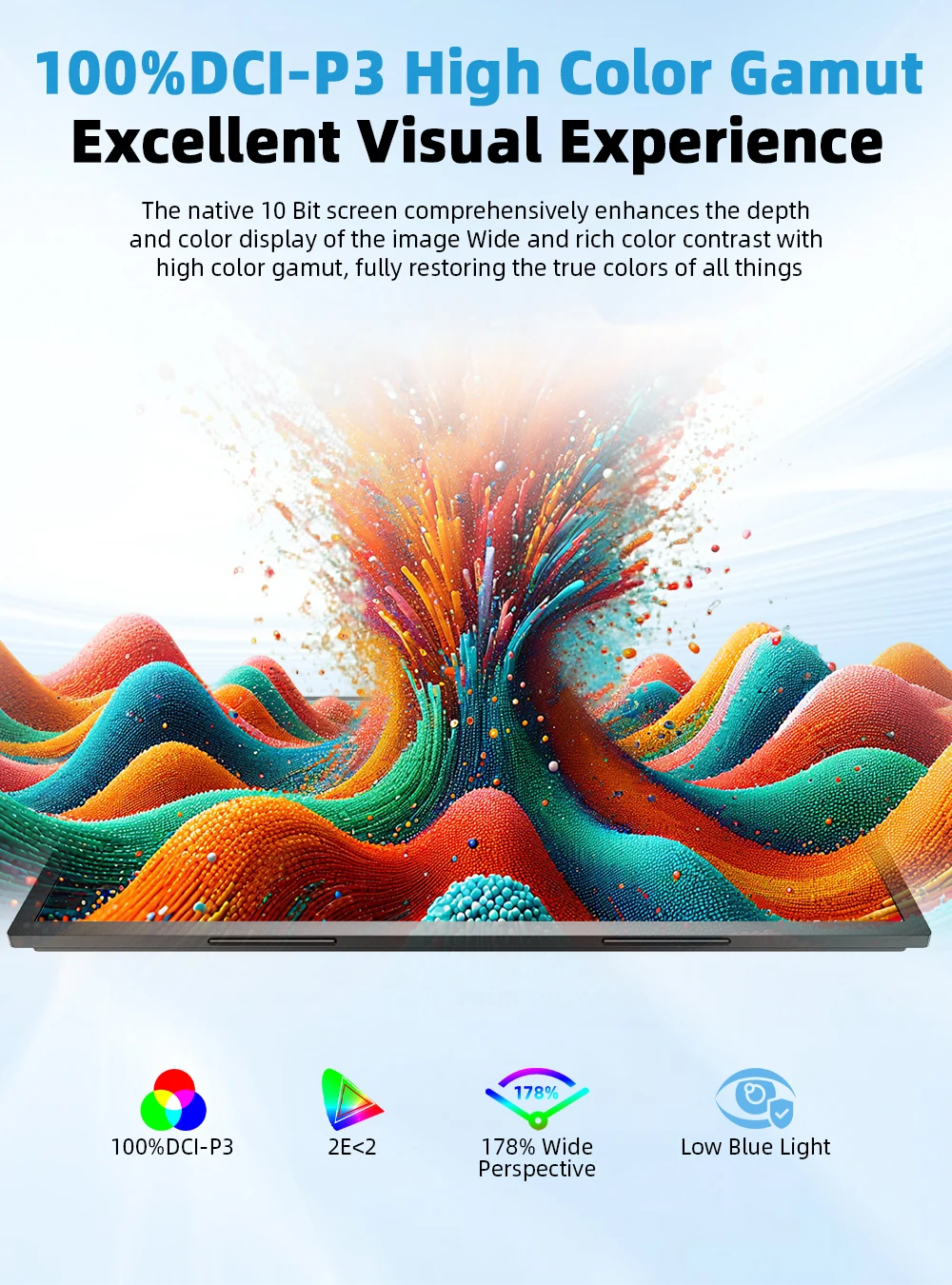 شاشة EVICIV المحمولة مقاس 18.4 بوصة QLED بدقة 4K UHD 100% DCI-P3 لألعاب الكمبيوتر، ومنفذ USB-C HDMI HDR، وشاشة لأجهزة الكمبيوتر المحمول، وأجهزة Mac Surface PC، وPS4/PS5 Xbox، ومكبرات صوت مدمجة بمسند VESA