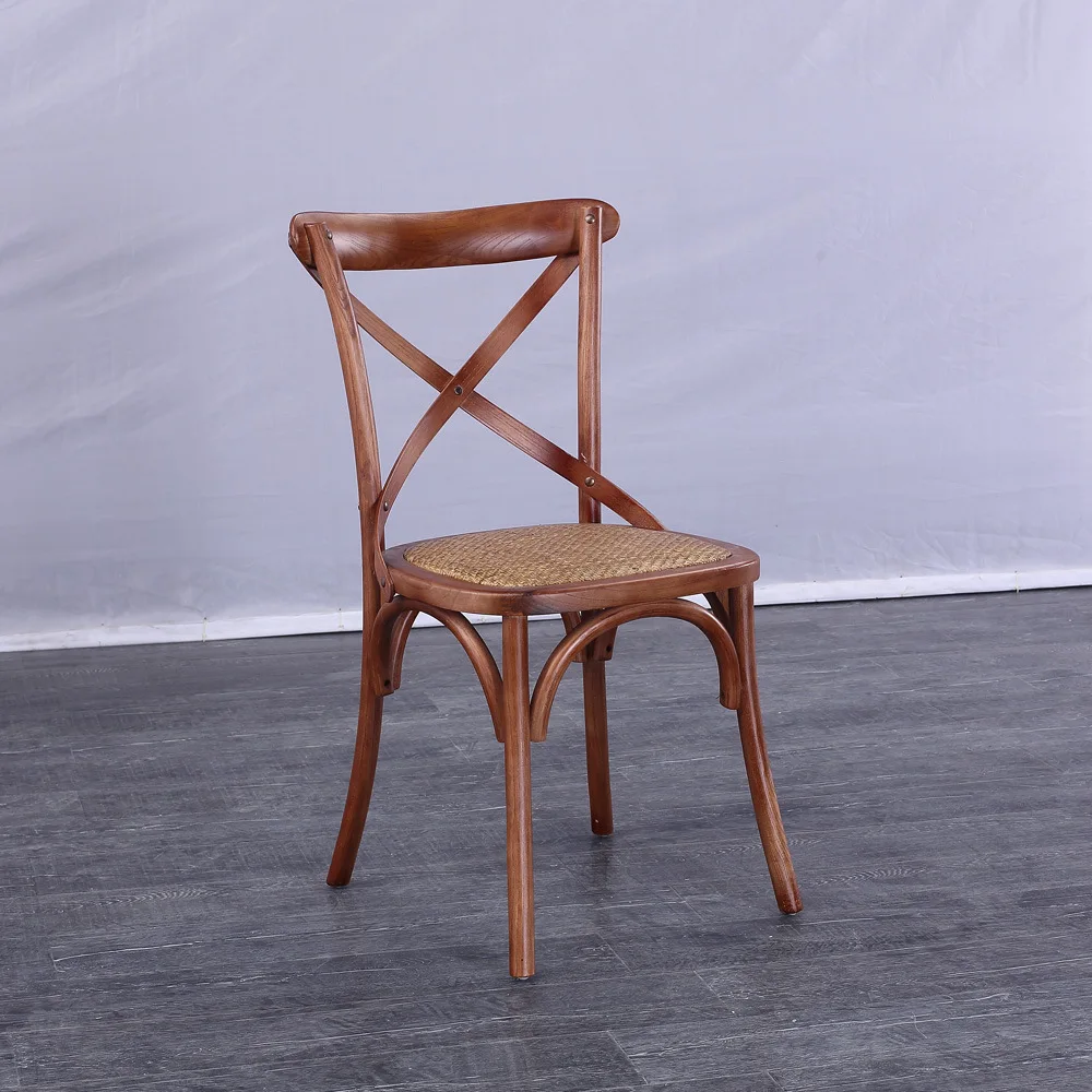 Modern Designvintage Rental Farmhouse Wedding Dark Khaki Stackable Solid Wood Wedding Oak Cross Back Chair