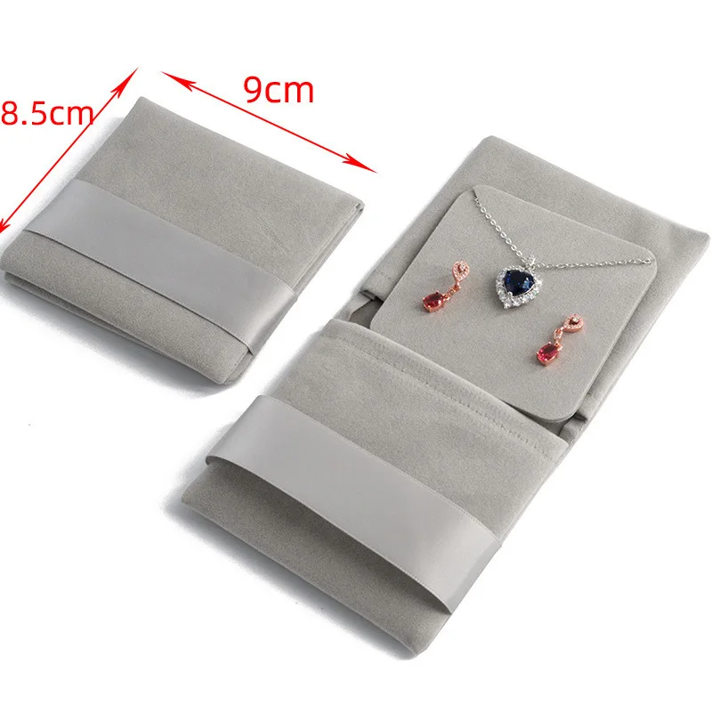 5PCS Jewelry Bag Sets Portable Travel Ribbon Velvet  Earring Necklace Packaging Pouches Small Business Wholesale