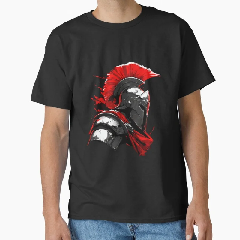 

Cyber Spartan warrior helmet ancient greece this is sparta T Shirt for men Large size Adult tops S-6XL