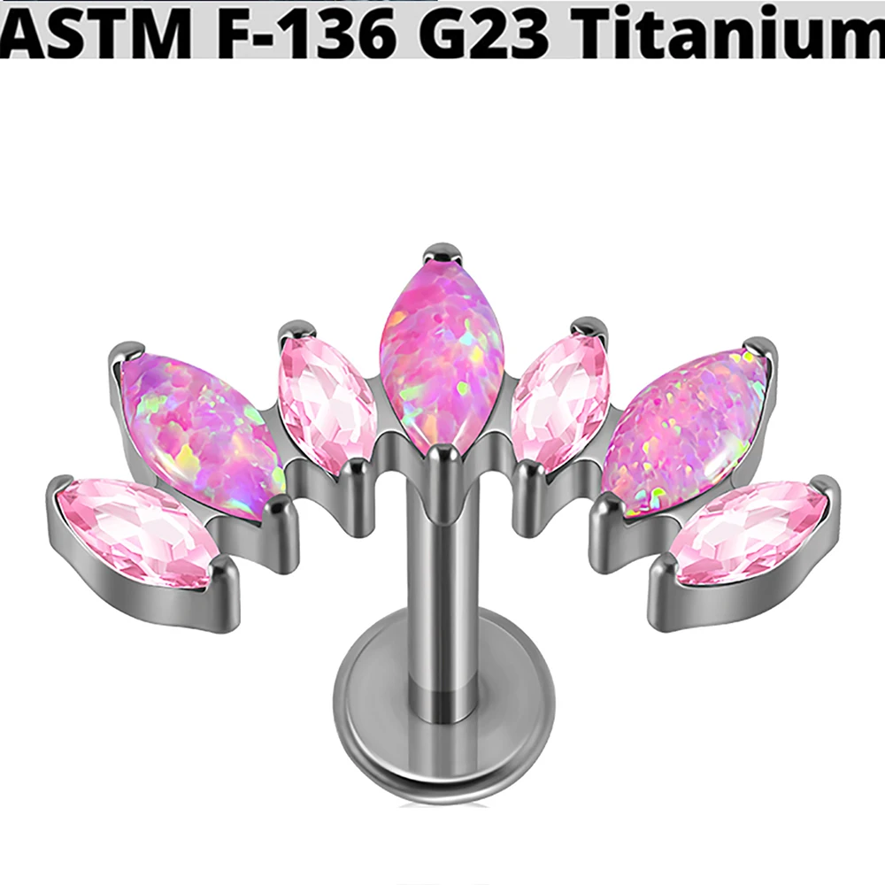 G23 Titanium Marquis Zircon Labret Lip Ring