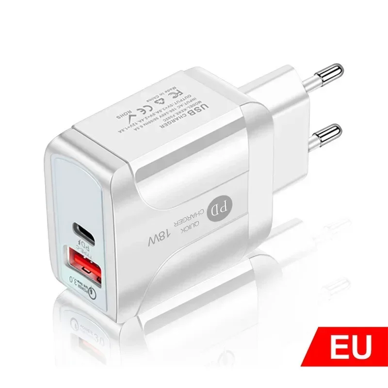 

PD12W Charger, 5V2A Mobile Phone Charger, Type - c Adapter, PD + USB Charging Head, EU US UK Charging Head, New Travel Charger
