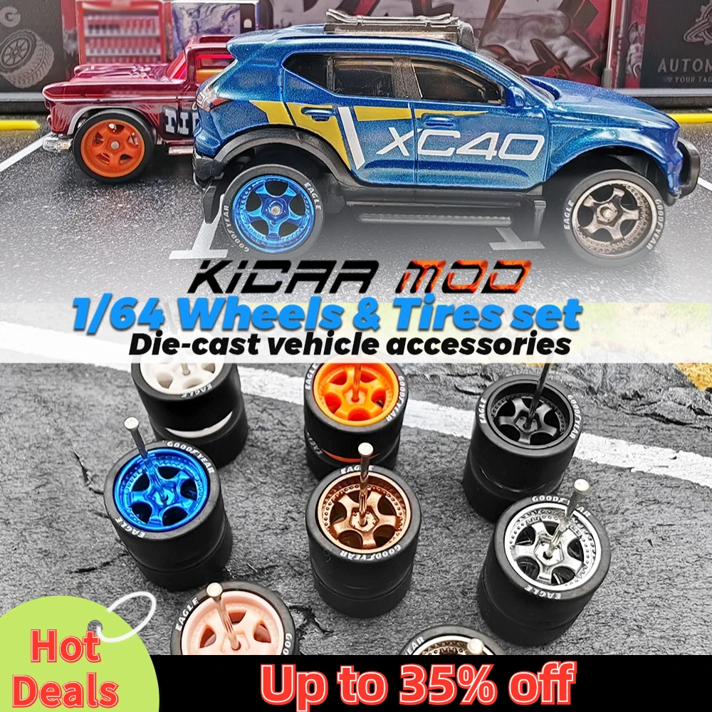 1/64 Wheels with Rubber Tires Work S1 Large Size Refitting Parts for Diecast Model Car Hot Wheels Matchbox Tomica D:13mm 1 Set