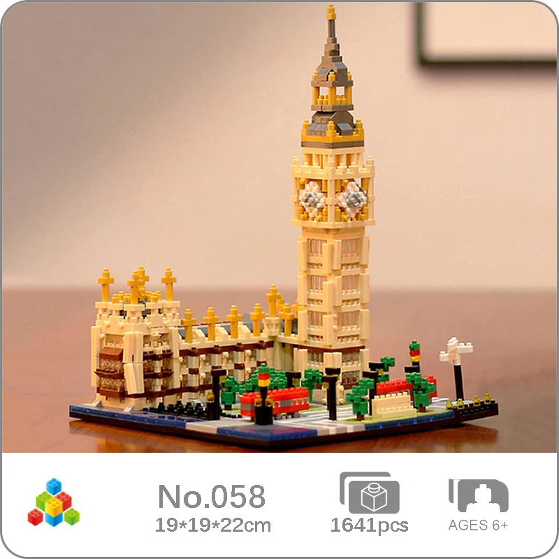 

YZ 058, мировая архитектура, часы Элизаветы, колокольчик, башня Биг Бен, сделай сам, мини-алмазные блоки, кирпичи, строительные игрушки для детей, без коробки