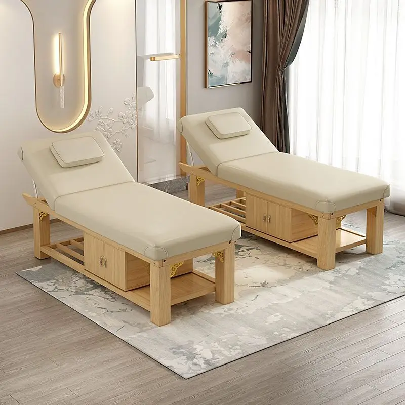 

Solid wood beauty salon special massage table, massage therapy, bed pattern, body beauty ear picking spa, ear picking bed nail